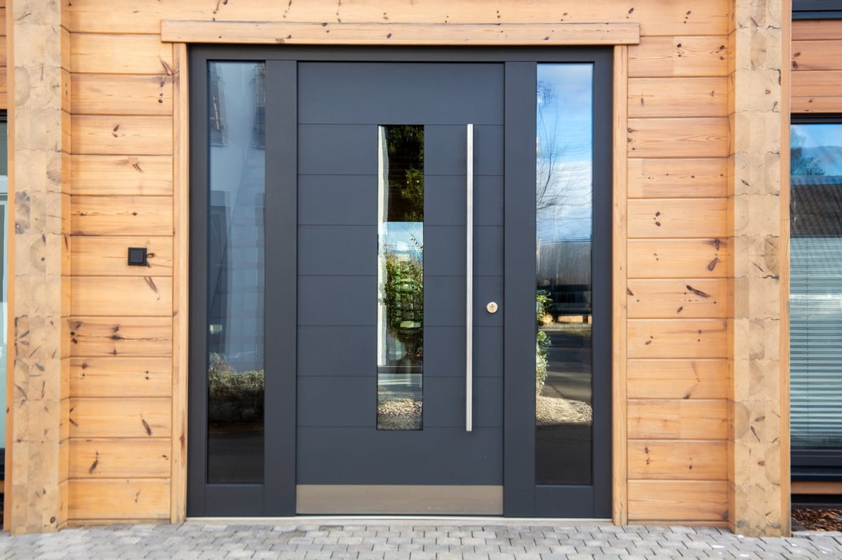 Modern black front door